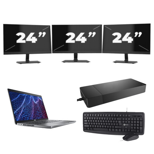 Dell Latitude 5430 - Intel Core i3-12e Generatie - 14 inch - 8GB RAM - 256GB SSD - Windows 11 Home + 3x 24 inch Monitor Tweedehands