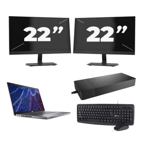 Dell Latitude 5430 - Intel Core i3-12e Generatie - 14 inch - 8GB RAM - 256GB SSD - Windows 11 Home + 2x 22 inch Monitor Tweedehands