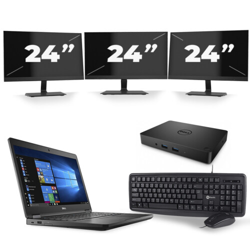 Dell Latitude 5480 - Intel Core i5-6e Generatie - 14 inch - 8GB RAM - 256GB SSD - Windows 11 + 3x 24 inch Monitor Tweedehands