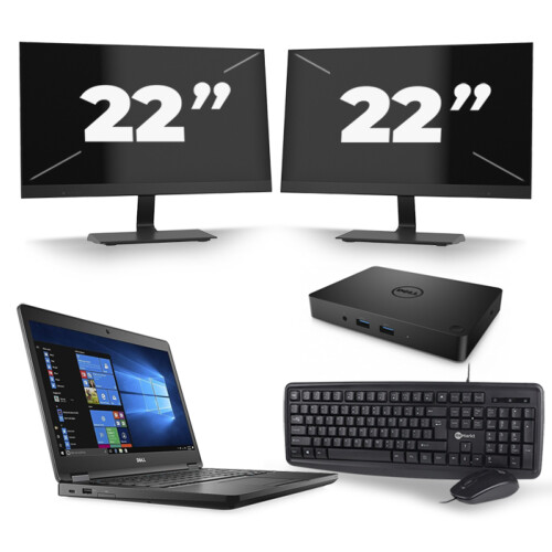Dell Latitude 5480 - Intel Core i5-7e Generatie - 14 inch - 8GB RAM - 256GB SSD - Windows 11 + 2x 22 inch Monitor Tweedehands