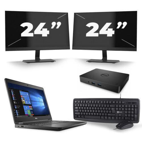 Dell Latitude 5480 - Intel Core i5-7e Generatie - 14 inch - 8GB RAM - 256GB SSD - Windows 11 + 2x 24 inch Monitor Tweedehands