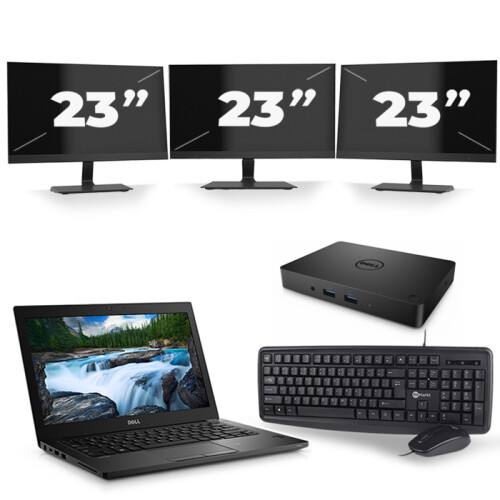 Dell Latitude 5490 - Intel Core i5-7e Generatie - 14 inch - 8GB RAM - 256GB SSD - Windows 11 + 3x 23 inch Monitor Tweedehands