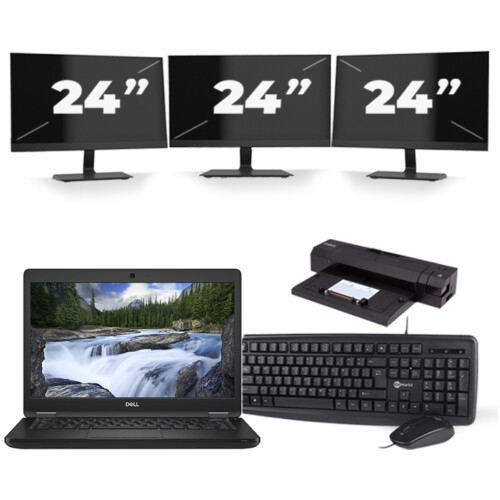 Dell Latitude 5490 - Intel Core i5-8e Generatie - 14 inch - Touch - 16GB RAM - 256GB SSD - Windows 11 + 3x 24 inch Monitor Tweedehands