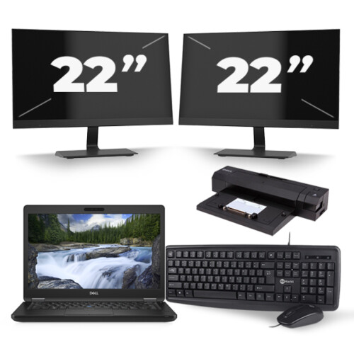 Dell Latitude 5491 - Intel Core i5-8e Generatie - 14 inch - 8GB RAM - 256GB SSD - Windows 11 + 2x 22 inch Monitor Tweedehands