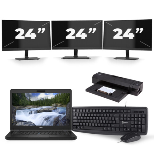 Dell Latitude 5491 - Intel Core i5-8e Generatie - 14 inch - 16GB RAM - 256GB SSD - Windows 11 + 3x 24 inch Monitor Tweedehands