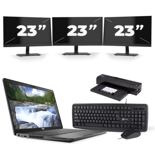Dell Latitude 5500 - Intel Core i5-8e Generatie - 15 inch - 8GB RAM - 256GB SSD - Windows 11 + 3x 23 inch Monitor Tweedehands