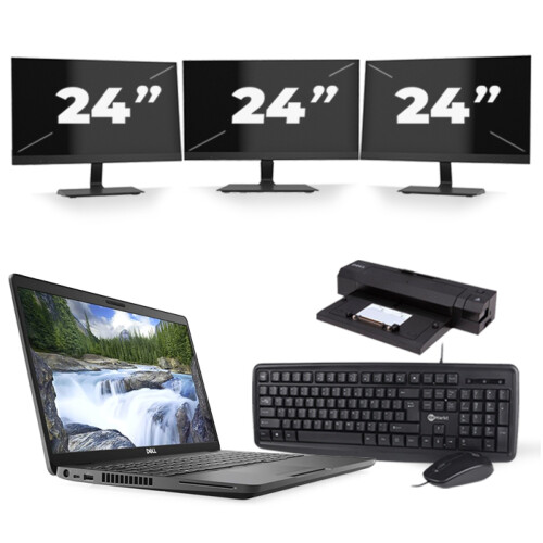 Dell Latitude 5500 - Intel Core i5-8e Generatie - 15 inch - 8GB RAM - 256GB SSD - Windows 11 + 3x 24 inch Monitor Tweedehands