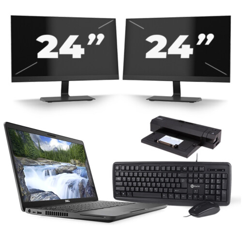 Dell Latitude 5500 - Intel Core i5-8e Generatie - 15 inch - 8GB RAM - 256GB SSD - Windows 11 + 2x 24 inch Monitor Tweedehands