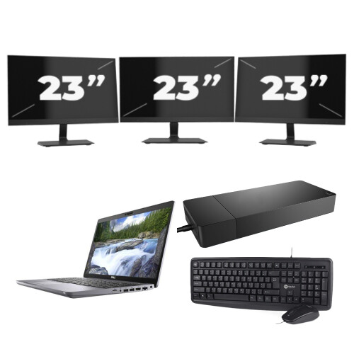 Dell Latitude 5510 - Intel Core i5-10e Generatie - 15 inch - 8GB RAM - 256GB SSD - Windows 11 + 3x 23 inch Monitor Tweedehands