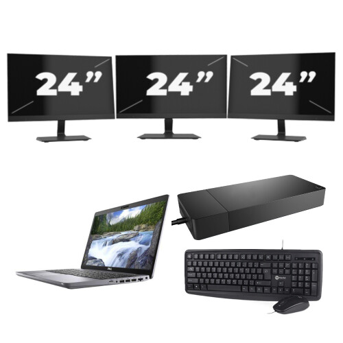 Dell Latitude 5510 - Intel Core i5-10e Generatie - 15 inch - 8GB RAM - 256GB SSD - Windows 11 + 3x 24 inch Monitor Tweedehands