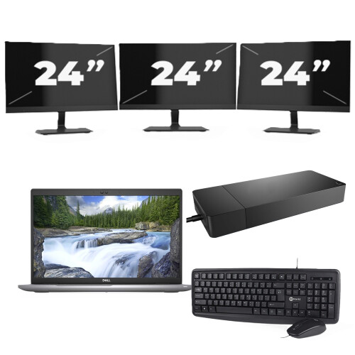 Dell Latitude 5520 - Intel Core i5-11e Generatie - 15 inch - 8GB RAM - 256GB SSD - Windows 11 Home + 3x 24 inch Monitor Tweedehands