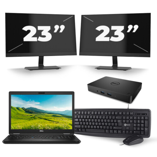 Dell Latitude 5580 - Intel Core i5-6e Generatie - 15 inch - 8GB RAM - 256GB SSD - Windows 11 + 2x 23 inch Monitor Tweedehands