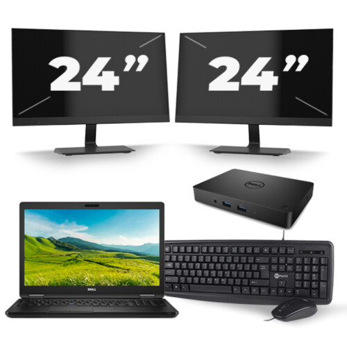 Dell Latitude 5580 - Intel Core i5-7e Generatie - 15 inch - 8GB RAM - 256GB SSD - Windows 11 + 2x 24 inch Monitor Tweedehands