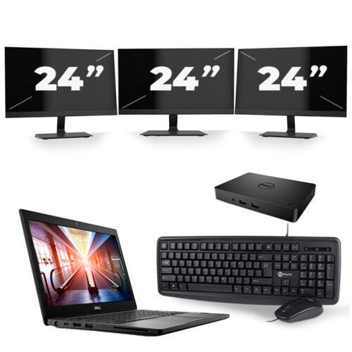 Dell Latitude 7290 - Intel Core i5-8e Generatie - 12 inch - 16GB RAM - 256GB SSD - Windows 11 + 3x 24 inch Monitor Tweedehands