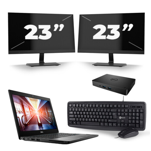Dell Latitude 7290 - Intel Core i5-8e Generatie - 12 inch - 16GB RAM - 256GB SSD - Windows 11 + 2x 23 inch Monitor Tweedehands