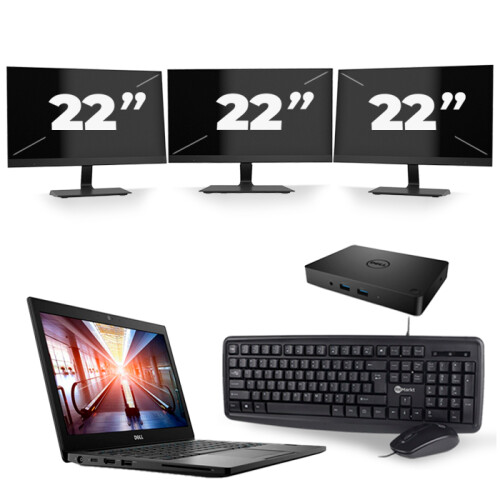 Dell Latitude 7290 - Intel Core i7-8e Generatie - 12 inch - 16GB RAM - 256GB SSD - Windows 11 + 3x 22 inch Monitor Tweedehands