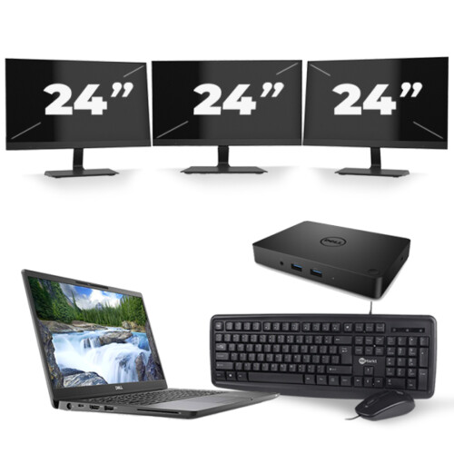 Dell Latitude 7300 - Intel Core i5-8e Generatie - 13 inch - 8GB RAM - 256GB SSD - Windows 11 + 3x 24 inch Monitor Tweedehands