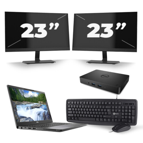 Dell Latitude 7300 - Intel Core i5-8e Generatie - 13 inch - 8GB RAM - 256GB SSD - Windows 11 + 2x 23 inch Monitor Tweedehands