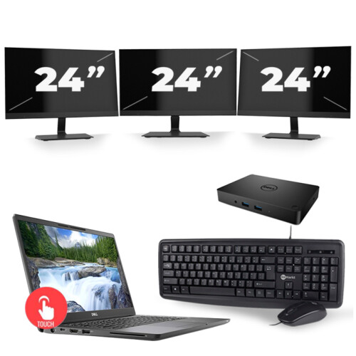 Dell Latitude 7300 - Intel Core i5-8e Generatie - 13 inch - Touch - 16GB RAM - 256GB SSD - Windows 11 Home + 3x 24 inch Monitor Tweedehands