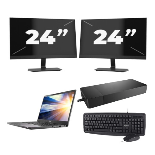 Dell Latitude 7300 - Intel Core i7-8e Generatie - 13 inch - 8GB RAM - 256GB SSD - Windows 11 + 2x 24 inch Monitor Tweedehands