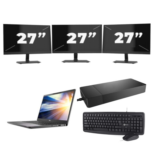 Dell Latitude 7300 - Intel Core i7-8e Generatie - 13 inch - 8GB RAM - 256GB SSD - Windows 11 Home + 3x 27 inch Monitor Tweedehands