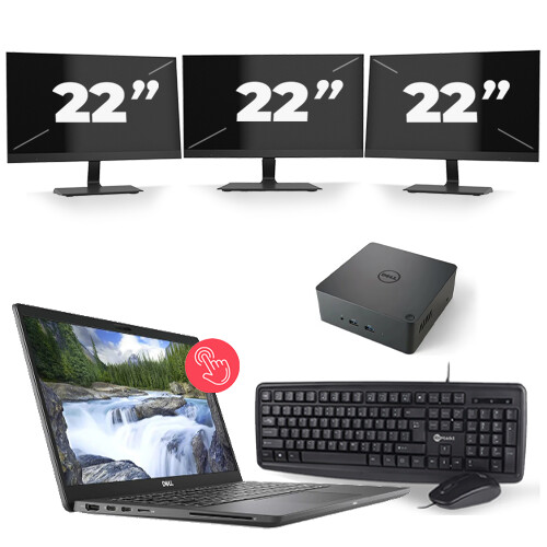 Dell Latitude 7310 - Intel Core i5-10e Generatie - 13 inch - Touch - 16GB RAM - 256GB SSD - Windows 11 Home + 3x 22 inch Monitor Tweedehands
