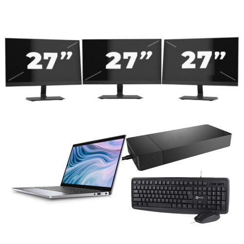 Dell Latitude 7310 - Intel Core i7-10e Generatie - 13 inch - 16GB RAM - 512GB SSD - Windows 11 Home + 3x 27 inch Monitor Tweedehands