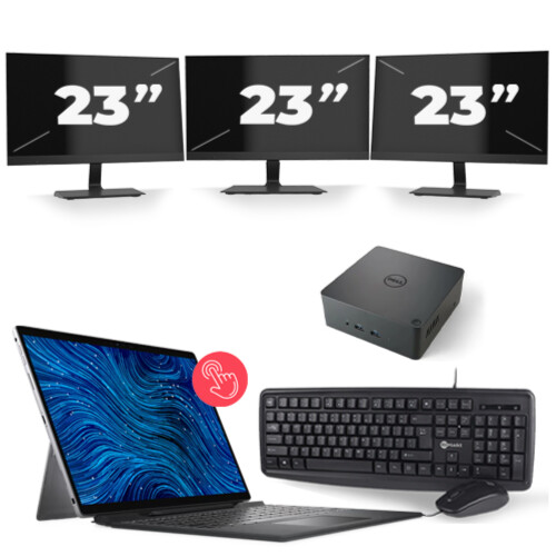 Dell Latitude 7320 - Intel Core i5-11e Generatie - 13 inch - 16GB RAM - 256GB SSD - Windows 11 Home + 3x 23 inch Monitor Tweedehands