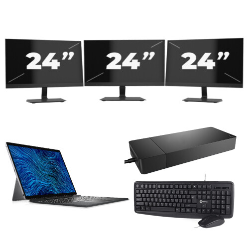 Dell Latitude 7320 - Intel Core i7-11e Generatie - 13 inch - 16GB RAM - 256GB SSD - Windows 11 Home + 3x 24 inch Monitor Tweedehands