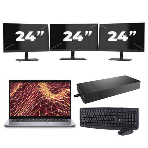 Dell Latitude 7330 - Intel Core i5-12e Generatie - 13 inch - Touch - 16GB RAM - 256GB SSD - Windows 11 Home + 3x 24 inch Monitor Tweedehands