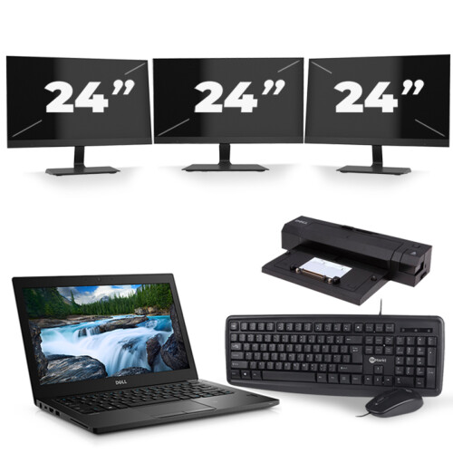 Dell Latitude 7390 - Intel Core i5-8e Generatie - 13 inch - 8GB RAM - 256GB SSD - Windows 11 + 3x 24 inch Monitor Tweedehands