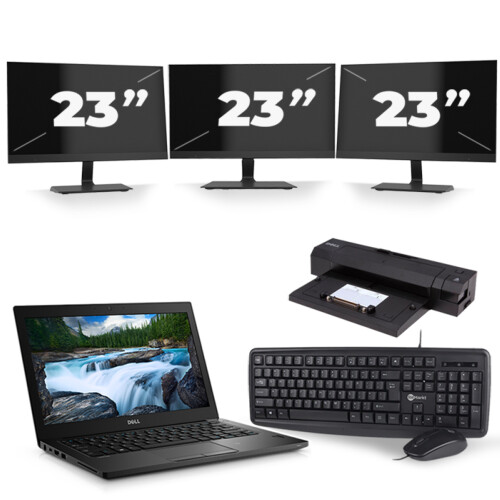 Dell Latitude 7390 - Intel Core i5-8e Generatie - 13 inch - 8GB RAM - 256GB SSD - Windows 11 + 3x 23 inch Monitor Tweedehands