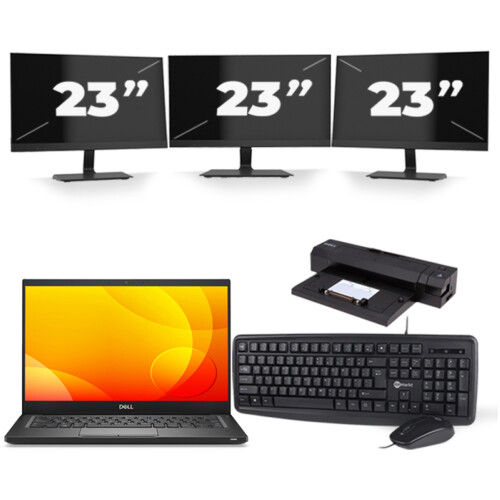 Dell Latitude 7390 - Intel Core i5-8e Generatie - 13 inch - Touch - 16GB RAM - 256GB SSD - Windows 10 Home + 3x 23 inch Monitor Tweedehands
