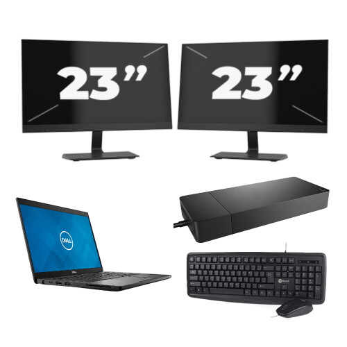Dell Latitude 7390 - Intel Core i7-8e Generatie - 13 inch - 8GB RAM - 256GB SSD - Windows 11 + 2x 23 inch Monitor Tweedehands