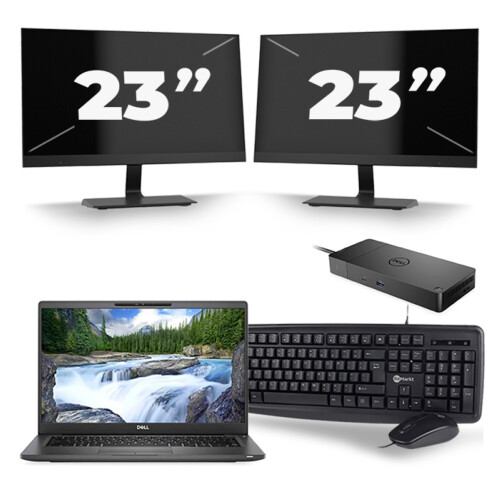 Dell Latitude 7400 - Intel Core i5-8e Generatie - 14 inch - 8GB RAM - 256GB SSD - Windows 11 + 2x 23 inch Monitor Tweedehands