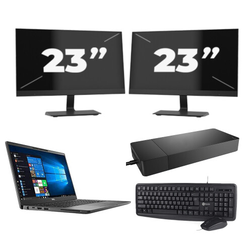 Dell Latitude 7400 - Intel Core i5-8e Generatie - 14 inch - 8GB RAM - 256GB SSD - Windows 11 + 2x 23 inch Monitor Tweedehands