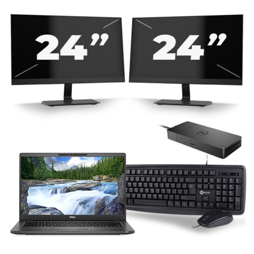 Dell Latitude 7400 - Intel Core i7-8e Generatie - 14 inch - 16GB RAM - 256GB SSD - Windows 11 + 2x 24 inch Monitor Tweedehands