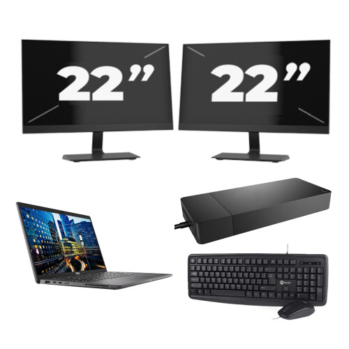 Dell Latitude 7410 - Intel Core i5-10e Generatie - 14 inch - 16GB RAM - 256GB SSD - Windows 11 Home + 2x 22 inch Monitor Tweedehands
