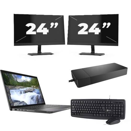 Dell Latitude 7410 - Intel Core i5-10e Generatie - 14 inch - 16GB RAM - 256GB SSD - Windows 11 Home + 2x 24 inch Monitor Tweedehands
