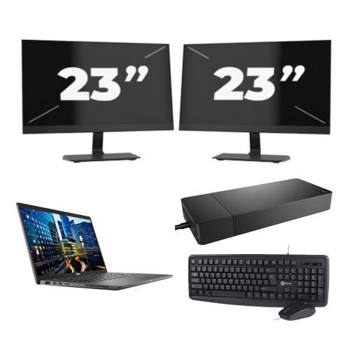 Dell Latitude 7410 - Intel Core i5-10e Generatie - 14 inch - 16GB RAM - 256GB SSD - Windows 11 Home + 2x 23 inch Monitor Tweedehands