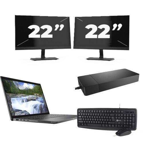 Dell Latitude 7410 - Intel Core i5-10e Generatie - 14 inch - 16GB RAM - 256GB SSD - Windows 11 Home + 2x 22 inch Monitor Tweedehands