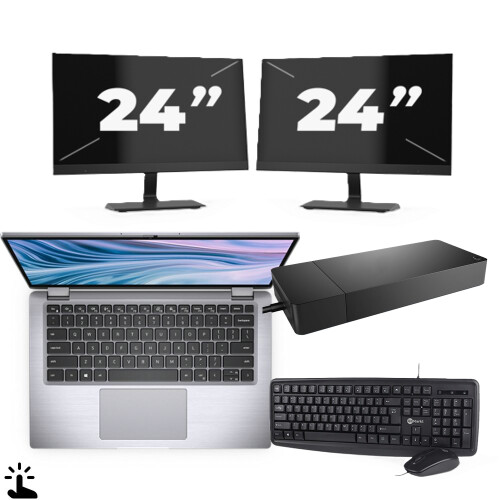 Dell Latitude 7410 - Intel Core i5-10e Generatie - 14 inch - Touch - 16GB RAM - 256GB SSD - Windows 11 Home + 2x 24 inch Monitor Tweedehands