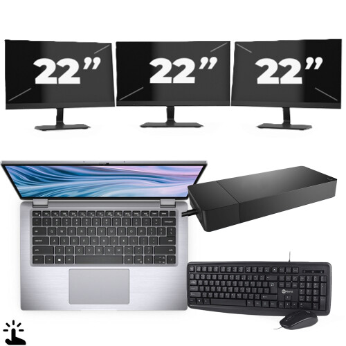 Dell Latitude 7410 - Intel Core i5-10e Generatie - 14 inch - Touch - 16GB RAM - 256GB SSD - Windows 11 Home + 3x 22 inch Monitor Tweedehands