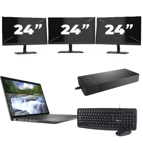 Dell Latitude 7410 - Intel Core i7-10e Generatie - 14 inch - 16GB RAM - 256GB SSD - Windows 11 Home + 3x 24 inch Monitor Tweedehands