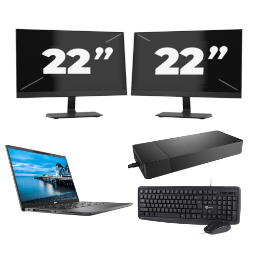 Dell Latitude 7420 - Intel Core i5-11e Generatie - 14 inch - 16GB RAM - 256GB SSD - Windows 11 Home + 2x 22 inch Monitor Tweedehands