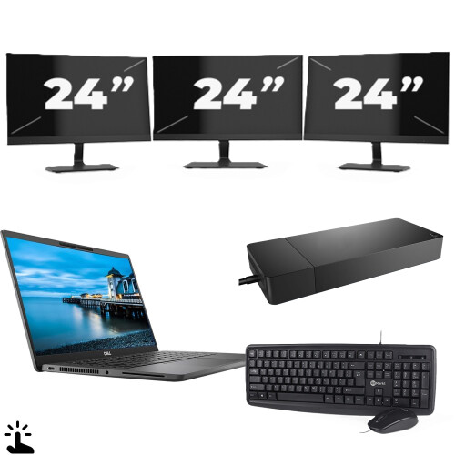 Dell Latitude 7420 - Intel Core i5-11e Generatie - 14 inch - Touch - 16GB RAM - 256GB SSD - Windows 11 Home + 3x 24 inch Monitor Tweedehands