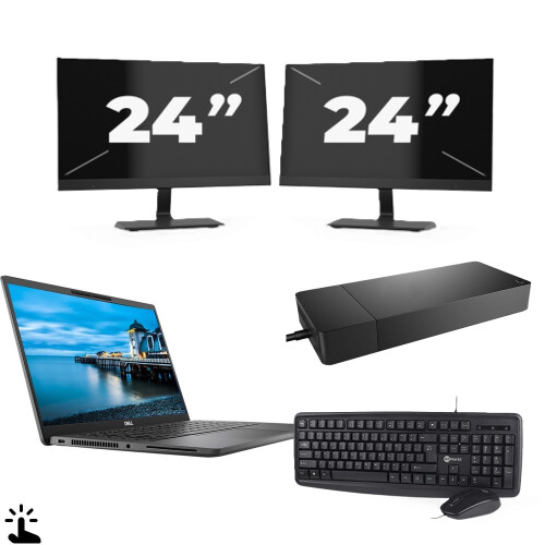 Dell Latitude 7420 - Intel Core i5-11e Generatie - 14 inch - Touch - 16GB RAM - 256GB SSD - Windows 11 Home + 2x 24 inch Monitor Tweedehands