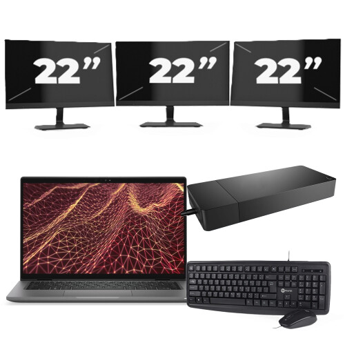 Dell Latitude 7430 - Intel Core i5-12e Generatie - 14 inch - 16GB RAM - 256GB SSD - Windows 11 Home + 3x 22 inch Monitor Tweedehands