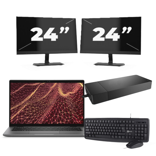 Dell Latitude 7430 - Intel Core i5-12e Generatie - 14 inch - 16GB RAM - 256GB SSD - Windows 11 Home + 2x 24 inch Monitor Tweedehands
