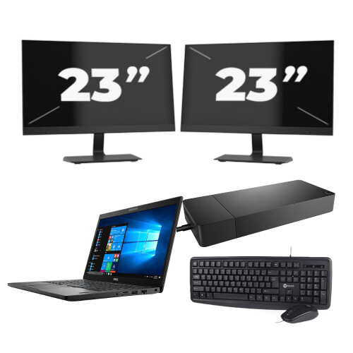 Dell Latitude 7490 - Intel Core i5-8e Generatie - 14 inch - 8GB RAM - 256GB SSD - Windows 11 + 2x 23 inch Monitor Tweedehands